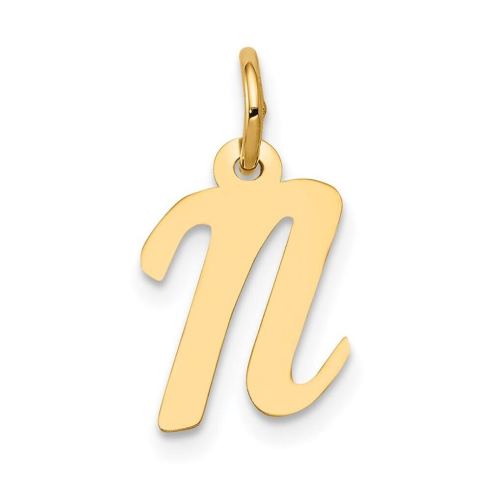 Kazi Luxury 14k Yellow Gold Small Script Letter N… - image 1